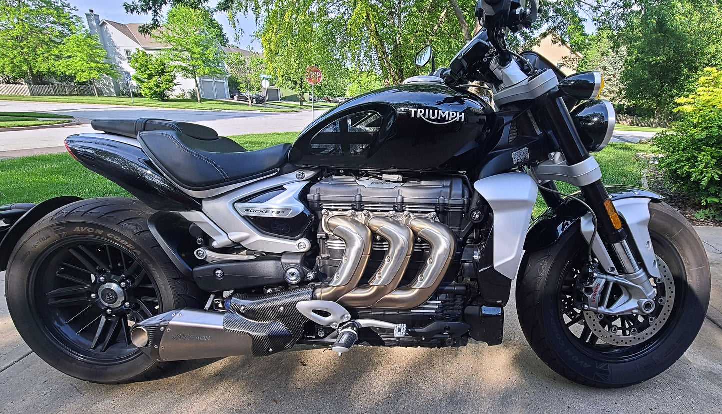 TRIUMPH ROCKET 3 R & GT STEALTH E-VALVE TITANIUM SLIP-ON MUFFLERS