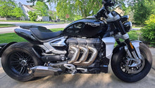 Load image into Gallery viewer, TRIUMPH ROCKET 3 R &amp; GT STEALTH E-VALVE TITANIUM SLIP-ON MUFFLERS